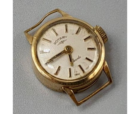A Vintage 9K Yellow Gold Ladies Rotary Watch Case - 15mm. 5.45g total weight. 
