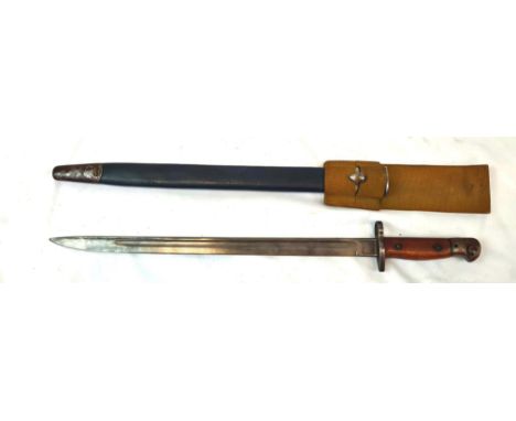 WW1 British 1907 Pattern Bayonet with 1908 Pattern Frog. Bayonet was made by Wilkinson and unit marked 7.LD. 