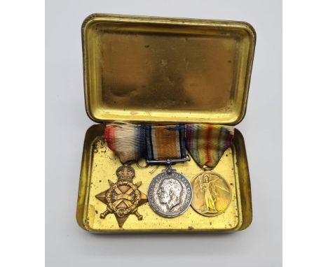 WW1 Medal Trio Awarded to K.15625 R. Pocock R.N in a Princess Mary Christmas gift tin. 