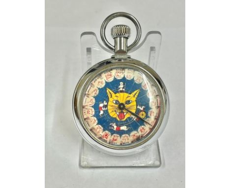 Vintage gaming pocket watch Working but no guarantees . Hour hand spins landing randomly on a different marker each time 