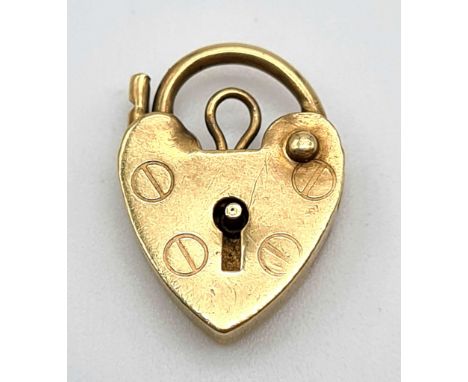 9K YELLOW GOLD VINTAGE HEART PADLOCK 0.7G 