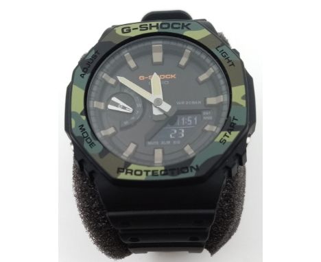 Unused, Unworn Casio G-Shock Watch Alarm Carbon Core Guards Mens Camouflage Detail Watch. Year of Manufacture 2021 with full 