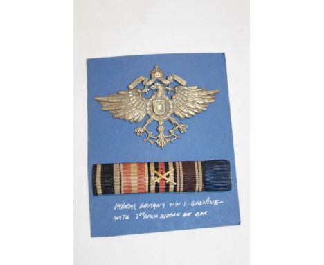 A First War Austrian Aviation badge and a strip of five Imperial medal ribbons