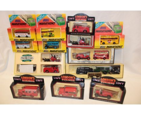 Various mint and boxed Lledo vehicles including London's Burning, fire engine set, Police van set and others, etc