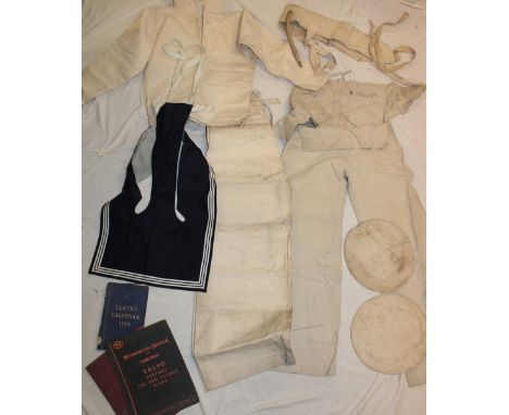 A rare and unusual First War  Royal Naval sailor's uniform, unissued and still with original maker's label of Johnson &amp; S