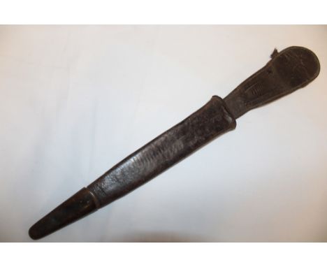 An original Commando dagger leather scabbard with brass mounts