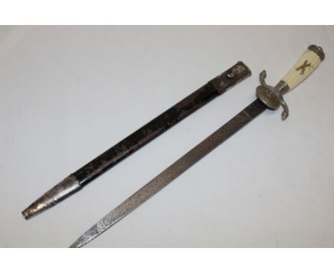 A rare Second War German Nazi Shooting Association dagger, 14½" single edged etched blade by Clemen &amp; Sons, plated hilt w