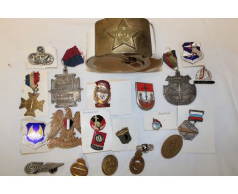 Various Foreign military badges and insignia including United Arab Security Force Police, Belgian Para Commando medal, Russia