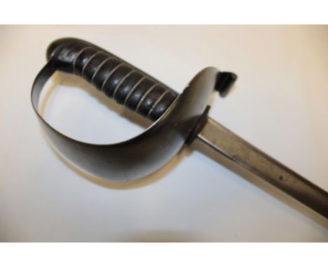 A Germany Cavalry sword, 32½" pipe-backed blade marked "Weyersberg Kirschbaum &amp; Co Solingen", steel guard and wire bound 