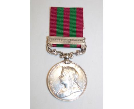 An India General Service medal 1895 with Relief of Chitral 1895 bar awarded to No. 3463 Pte. J. Cullen 1st Bn. Lancashire Reg