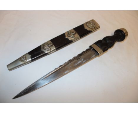 A Scottish Highlander's dirk for the Highland Light Infantry, 9¼" single edged blade by Peter Henderson of Glasgow, nickel pl