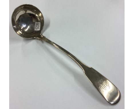 GLASGOW: A good Scottish silver fiddle pattern cream ladle. 1838. Approx. 40 grams. Est. £30 - £50.