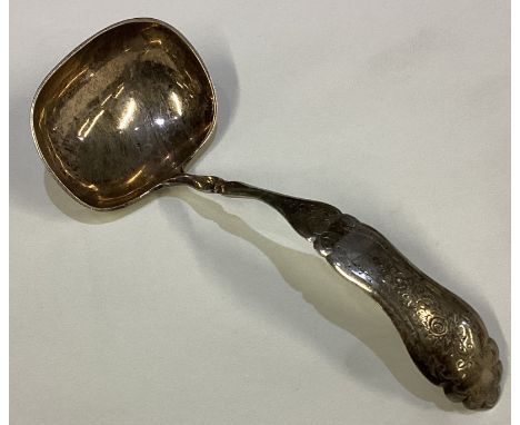 A large Antique Dutch silver ladle. Approx. 51 grams. Est. £50 - £80.