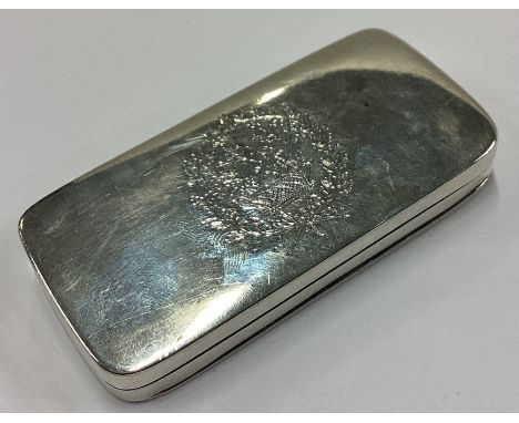 A George III silver snuff box decorated with central armorial and floral decoration. Birmingham 1800. By Joseph Taylor. Appro