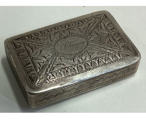A Georgian silver snuff box with bright-cut decoration. Birmingham. By ES. Approx. 37 grams. Est. £50 - £80.