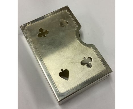 A novelty silver plated playing card case / holder with pierced decoration. Est. £30 - £40.