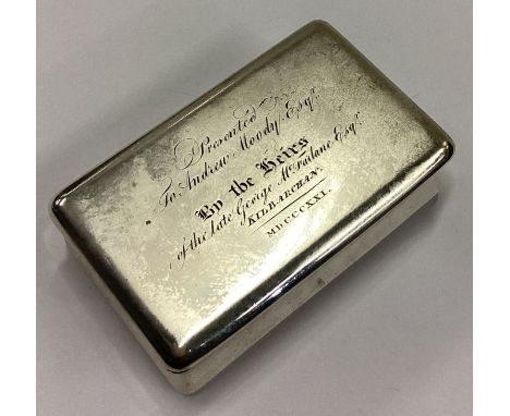 GLASGOW: A rare George III Scottish silver snuff box with hinged lid. 1819. By Robert Gray. Approx. 84 grams. Est. £200 - £30