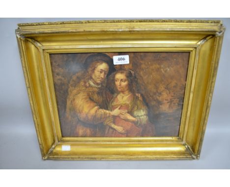 Two 17th century portrait miniatures on copper, a silver sugar castor and a Rembrandt framed print