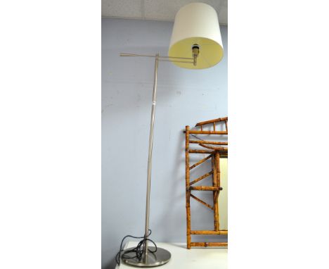 Stainless steel standard lamp, height 153cm.