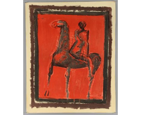 Marino Marini (1901- 1980 Italian) 'Le Cavalier' 1955, colour lithograph published Braun & Cie, signed in the plate, 61cm x 4
