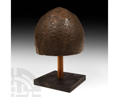 11th-12th century AD. A Norman or Cuman four-plate iron helmet, skilfully made to accommodate the curvature of the human head