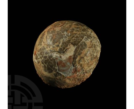 Late Cretaceous Period, 100-66 million years BP. A large Charonosaurus sp. hadrosaur egg retaining evidence of the original l