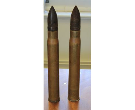 Ordnance two 3ld shells with cases heads nicely marked cases marked with N   