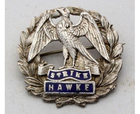 Badge: Hawke Battalion, Royal Naval Division WW1 Sterling Silver & Enamel Sweetheart Badge.