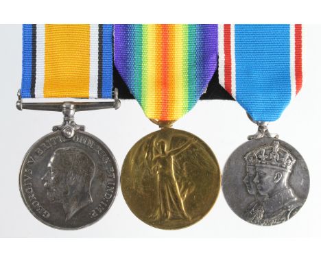 BWM & Victory Medal (G-70095 Pte J W O'Reilly The Queens), with a 1937 Coronation Medal engraved (Pte J O'Reilly R.Norfolk R)