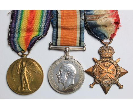 1914 trio with clasp Memorial plaque with some original documents badges etc., to 6525 Pte James Ross 1st bn Northamptonshire