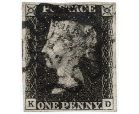 GB - 1840 Penny Black Plate 6 (K-D).  Four good margins, no faults.  Fine used, cat £350