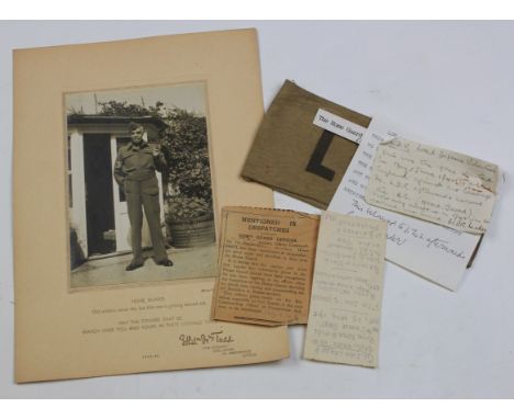 Home Guard WW2 photo of old soldier taken Earl Stoham Woodbridge with LDV arm band belonging to Col R R Leader Pembrokeshire 