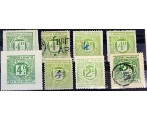 Railway Letter Stamps. A high catalogue value collection of 4d Railway Letter Stamps inc 1924 LNER/Nth British, 1923 L&SW (gr