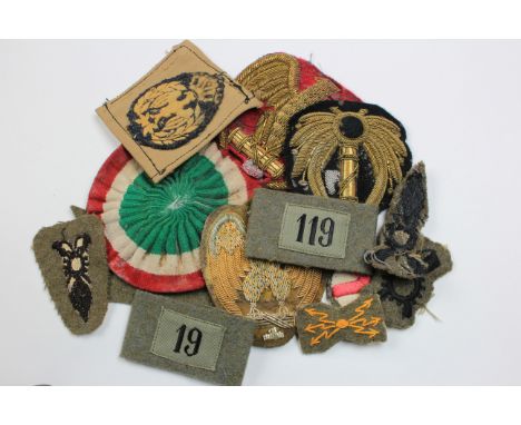 Badges Italian, an interesting selection inc Fascist Bullion Officers examples, all probably WW2 vintage but a few possibly p
