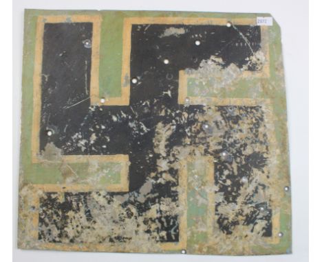 German WW2 Aircraft Panel, a swastika removed from the fuselage of an aircraft, shows wear