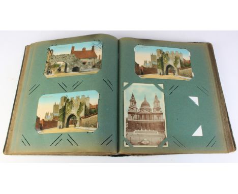 Mixed original collection in vintage album, Isle of Man & shipping noted    (approx 100 cards)
