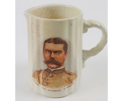 Boer War Generals - pair of small milk jugs  showing Lieut - Col. R.S.S. Baden-Powell and General Lord Kitchener of Khartoum 