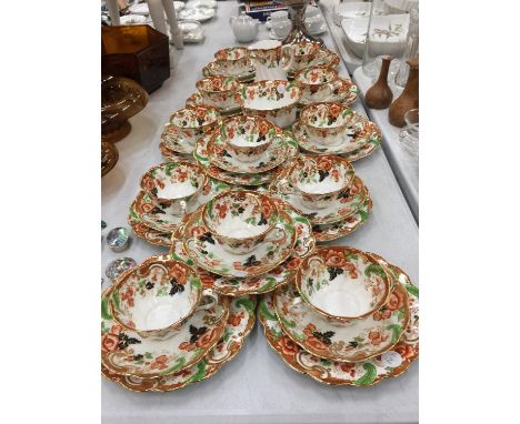 A LARGE QUANTITY OF ROYAL WINDSOR CHINA CUPS, SAUCERS AND SIDE PLATES PLUS A CREAM JUG AND SUGAR BOWL 