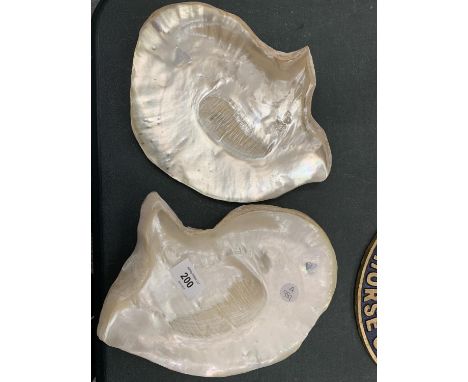 TWO MOTHER OF PEARL CAVIAR PLATES 