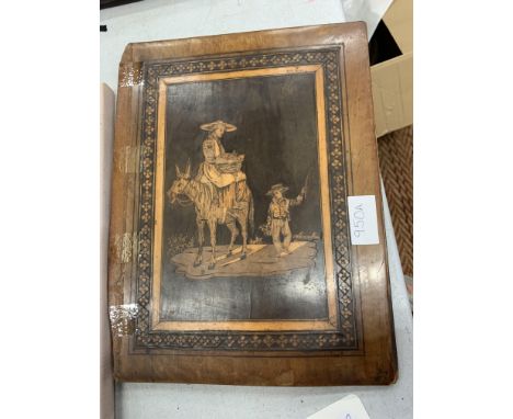 A VICTORIAN INLAID MARQUETY BOOK COVER 