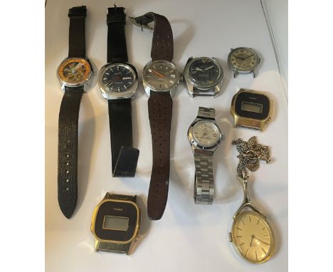 NINE VARIOUS WRIST WATCHES TO INCLUDE WALTHAM, SULINA, TIMEX, TEXA ETC 