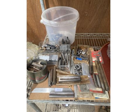 AN ASSORTMENT OF ENGINEERS TOOLS TO INCLUDE BORING BARS AND BEARINGS ETC 
