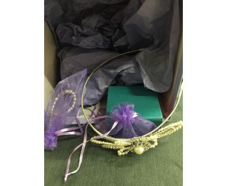 A SMALL QUANTITY OF COSTUME JEWELLERY TO INCLUDE A HEADBAND WITH PEARL AND DIAMANTE DECORATION 