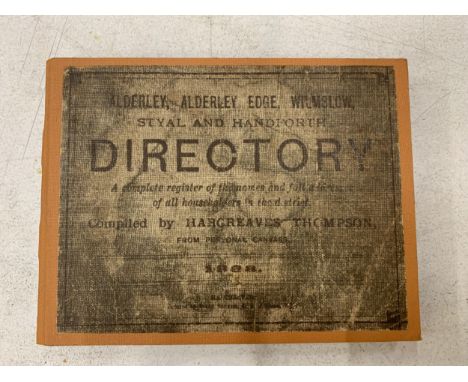 AN ALDERLEY, ALDERLEY EDGE AND WILMSLOW 1888 DIRECTORY BOOK 