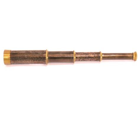 Brass Marine three drawer telescope marked Dolland, L: 37 cm. P&amp;P Group 3 (£25+VAT for the first lot and £5+VAT for subse