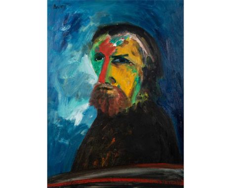 § John Bellany C.B.E., R.A. (British 1942-2013) Self-portrait, circa 1984 signed (upper left), titled and dated, oil on board