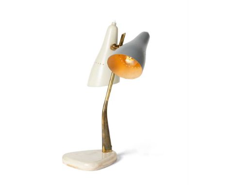 Oscar Torlasco (Italian 1934-2004) for Lumen Table Lamp, c.1950 enamelled aluminium, brass and marble(40cm high (15.7in high)