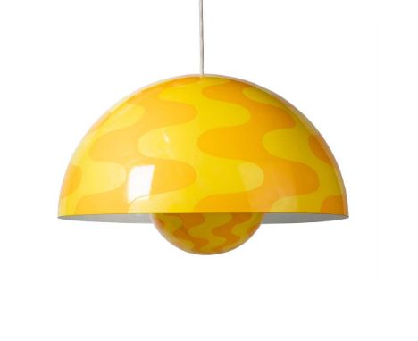 Verner Panton (Danish 1926-1998) for Louis Poulsen Flowerpot Pendant Light, 1971 enamelled metal, in two tone yellow colourwa