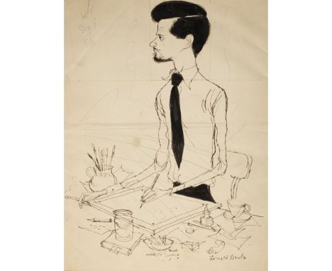 § Ronald Searle C.B.E. R.D.I. (British 1920-2011) Self Portrait as an Artist signed in pen (lower right), pen and ink on pape