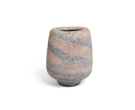 § Dame Lucie Rie D.B.E. (British 1902-1995) Vase, c.1980 impressed artist's seal, stoneware, mixed pale pink and blue clays p